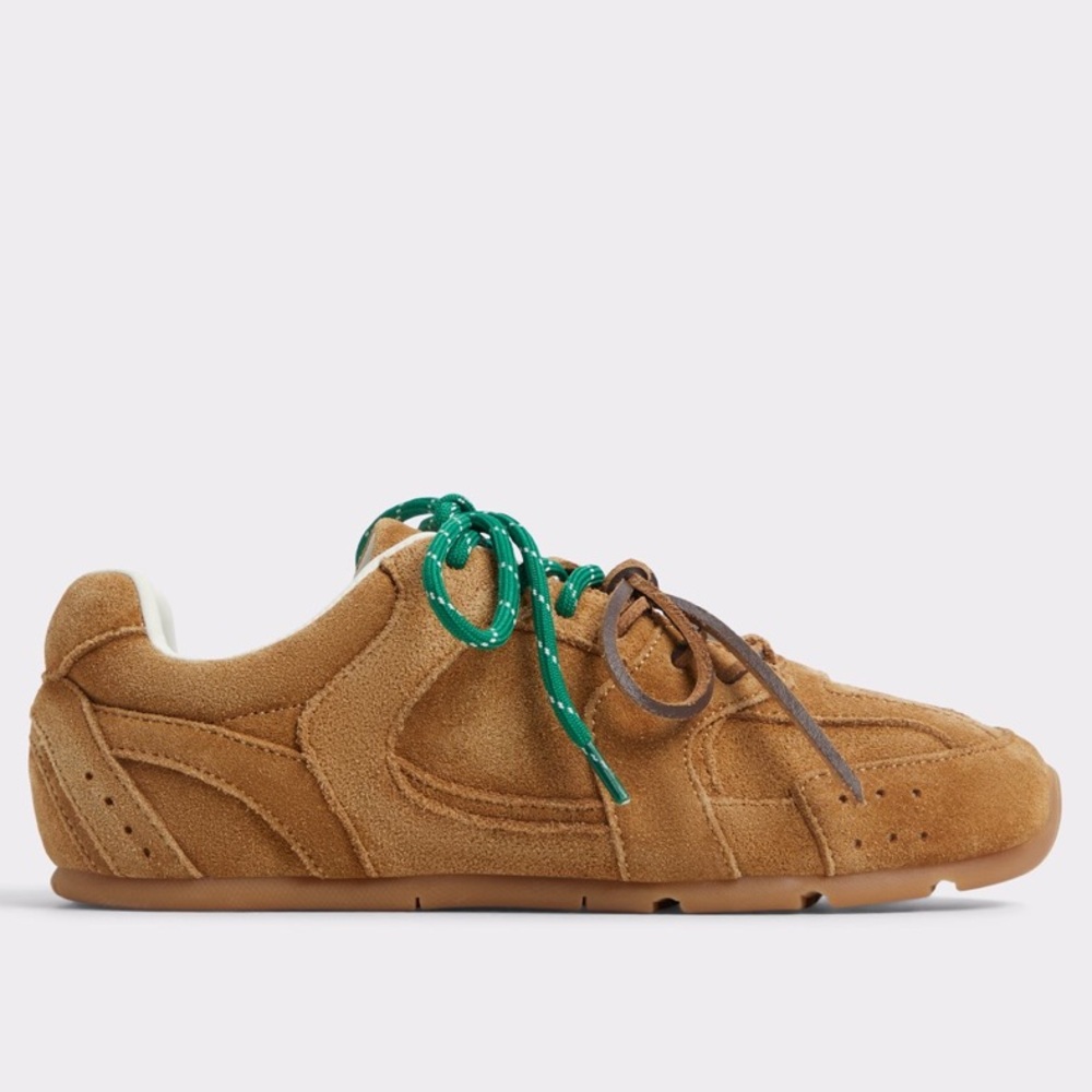 Aldo Brown Suede Sneakers with Green Laces
